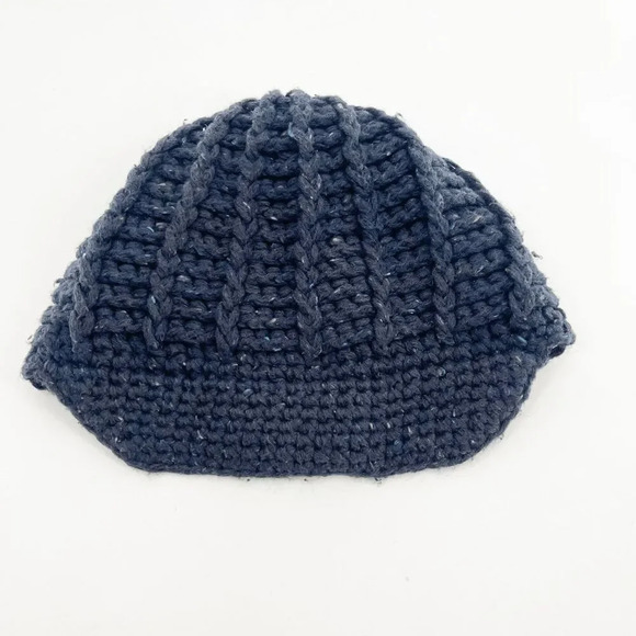 Gap Hand Knit Beanie Hat Baby Toddler One Size Navy Cotton Wool - Picture 1 of 4